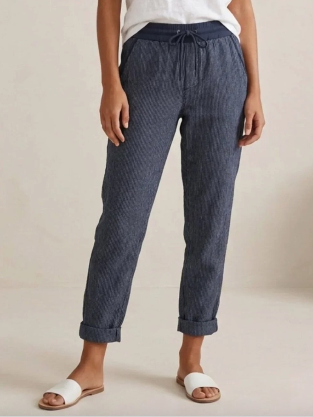 Athleta Bali Linen Drawstring Ankle Pants 4